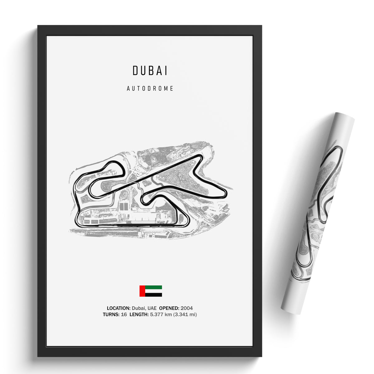 Dubai Autodrome Racetrack Print Illustrated Tracks