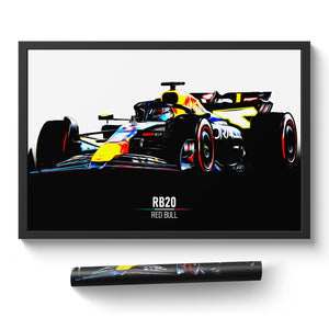 Red Bull Racing RB20 - Race Car Print- White