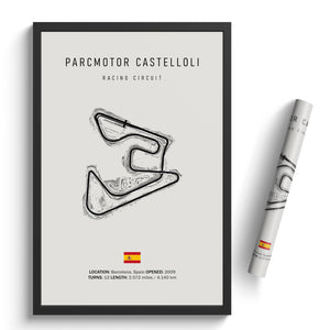 Parcmotor Castellolí Racing Circuit - Racetrack Print (White)