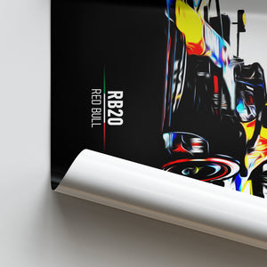 Red Bull Racing RB20 - Race Car Print- White