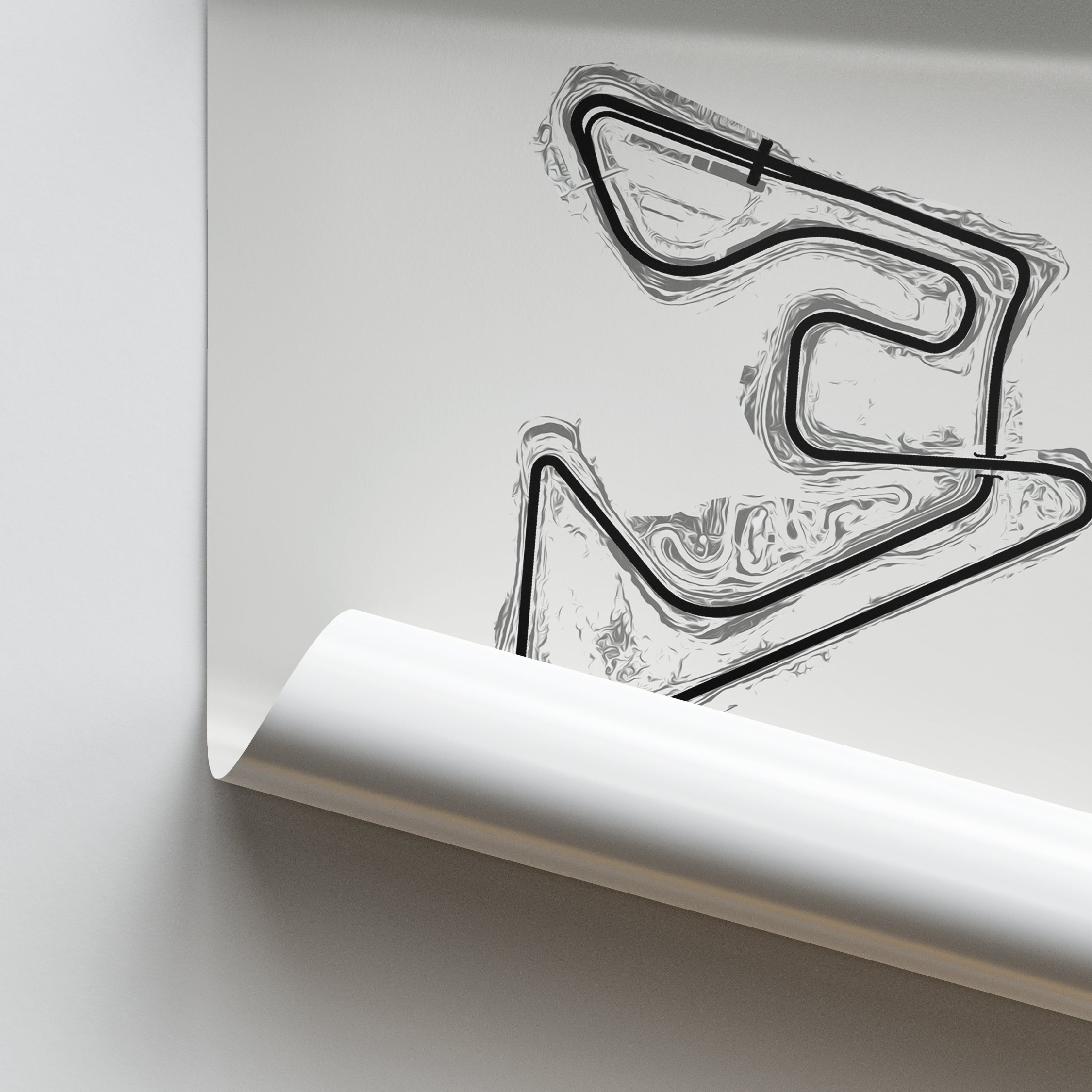 Parcmotor Castellolí Racing Circuit - Racetrack Print (White)