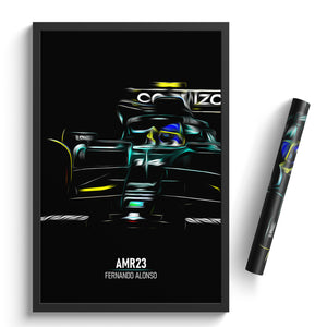 Aston Martin AMR23, Fernando Alonso - Formula 1 Poster Print