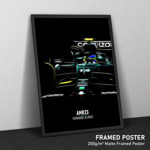 Aston Martin AMR23, Fernando Alonso - Formula 1 Framed Poster Print