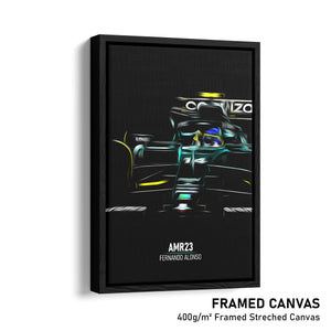 Aston Martin AMR23, Fernando Alonso - Formula 1 Framed Canvas Print