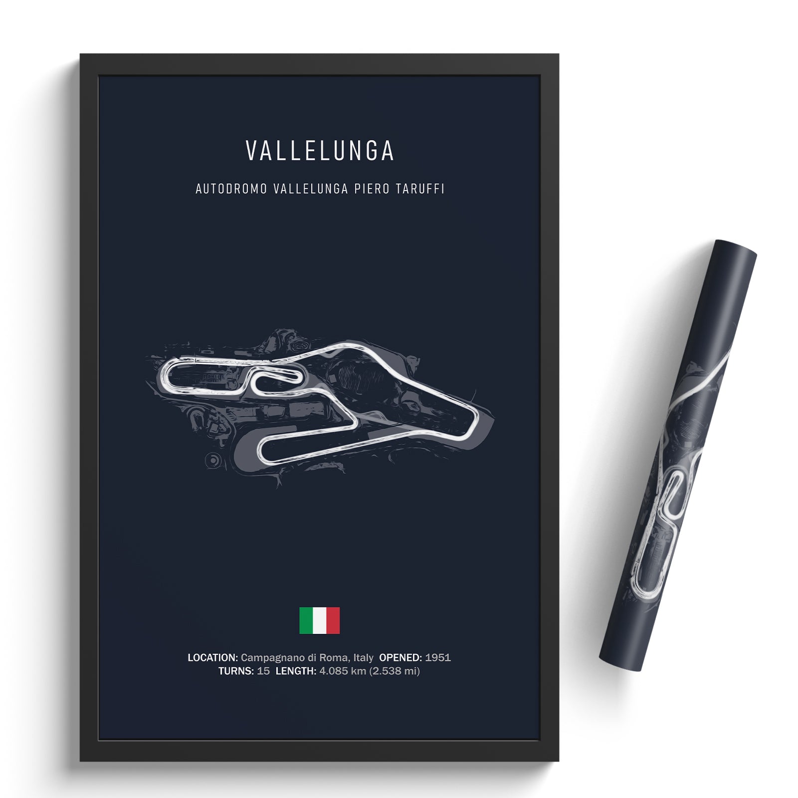 Autodromo Vallelunga Piero Taruffi - Racetrack Print – Illustrated Tracks