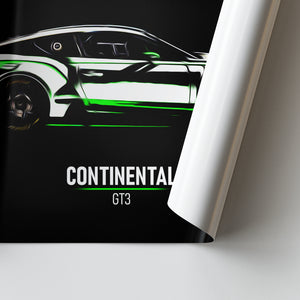 Bentley Continental GT3 - Race Car Poster Print Close Up