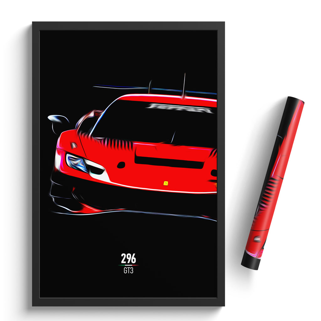 Ferrari 296 GT3, Race Car Poster Print