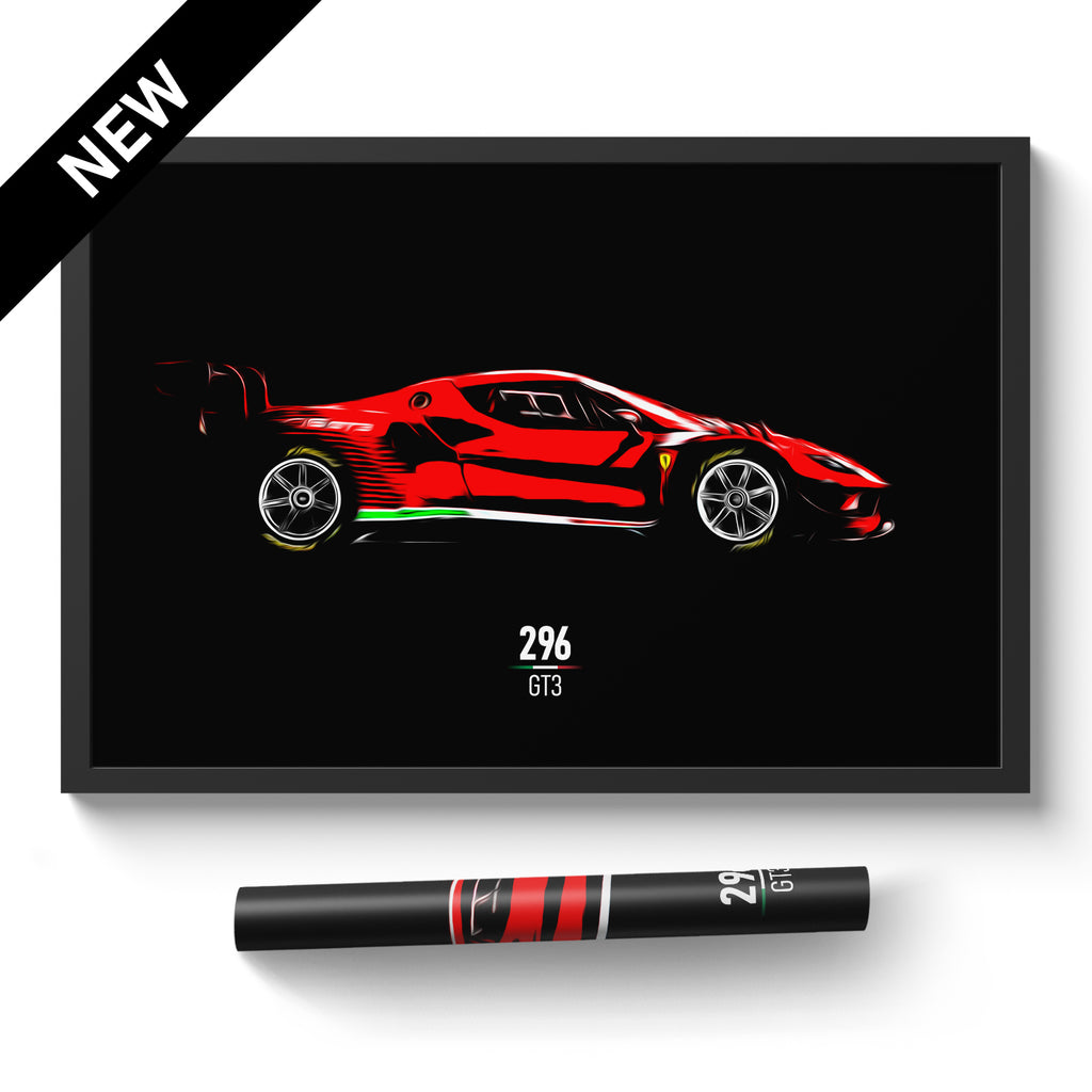 Ferrari 296 GT3 - Race Car Poster Print