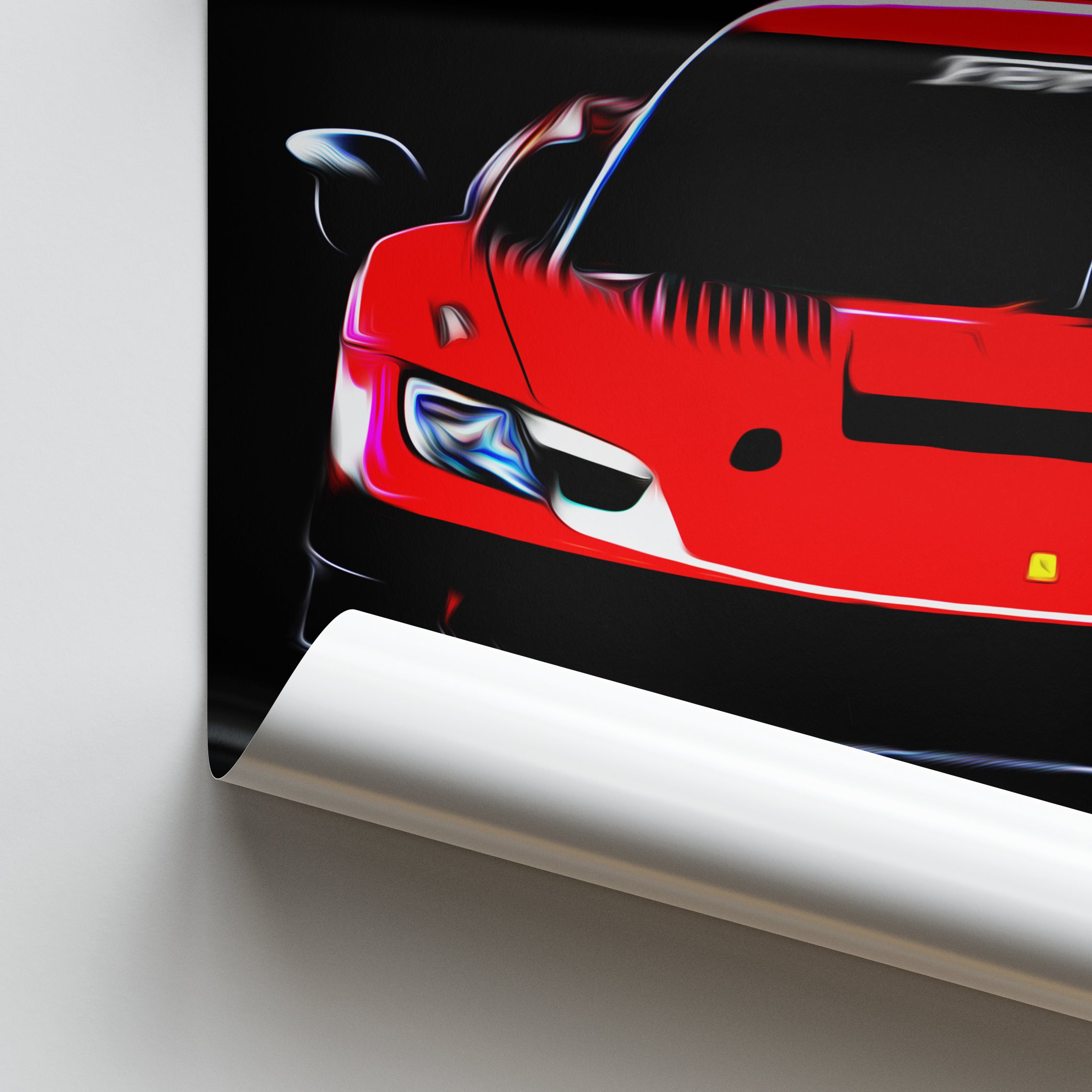 Ferrari 296 GT3, Race Car Poster Print Close Up
