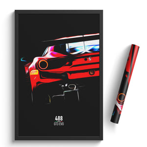 Ferrari 488 GT3 Evo - Race Car Poster Print