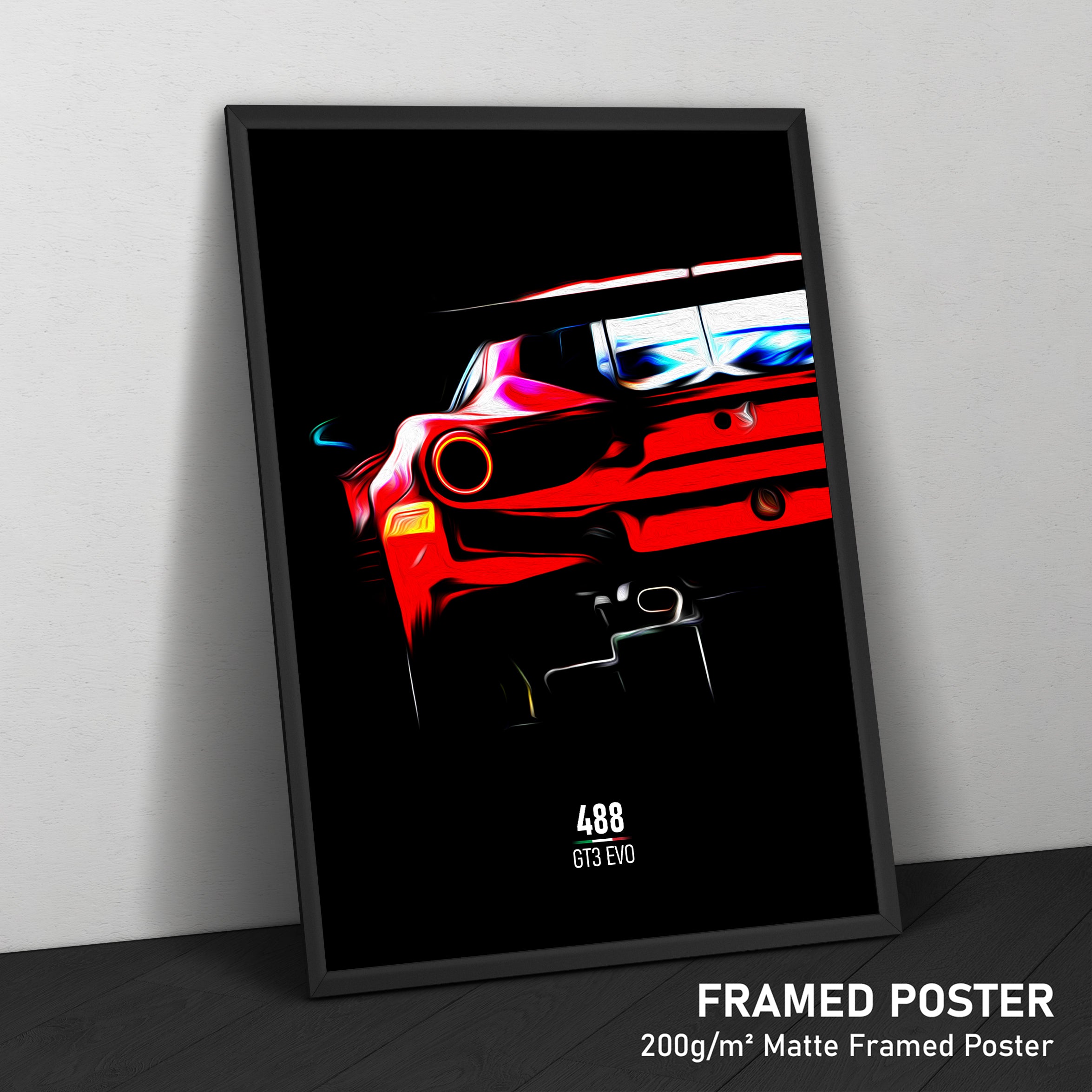 Ferrari 488 GT3 Evo - Race Car Framed Poster Print