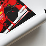 Load image into Gallery viewer, Ferrari F1-2000, Michael Schumacher - Formula 1 Poster Print Close Up

