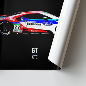 Ford GT GTE - Race Car Poster Print Close Up