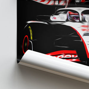 Haas VF23, Kevin Magnussen - Formula 1 Poster Print Close Up