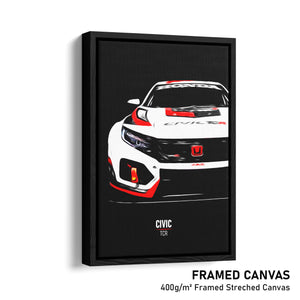 Honda Civic TCR - Race Car Framed Canvas Print