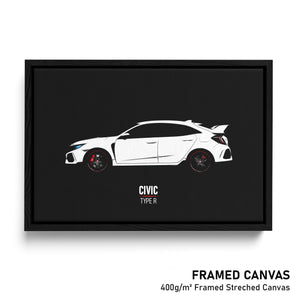 Honda Civic Type R - Sports Car Framed Canvas Print