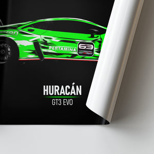 Lamborghini Huracan GT3 EVO - Race Car Poster Print Close Up