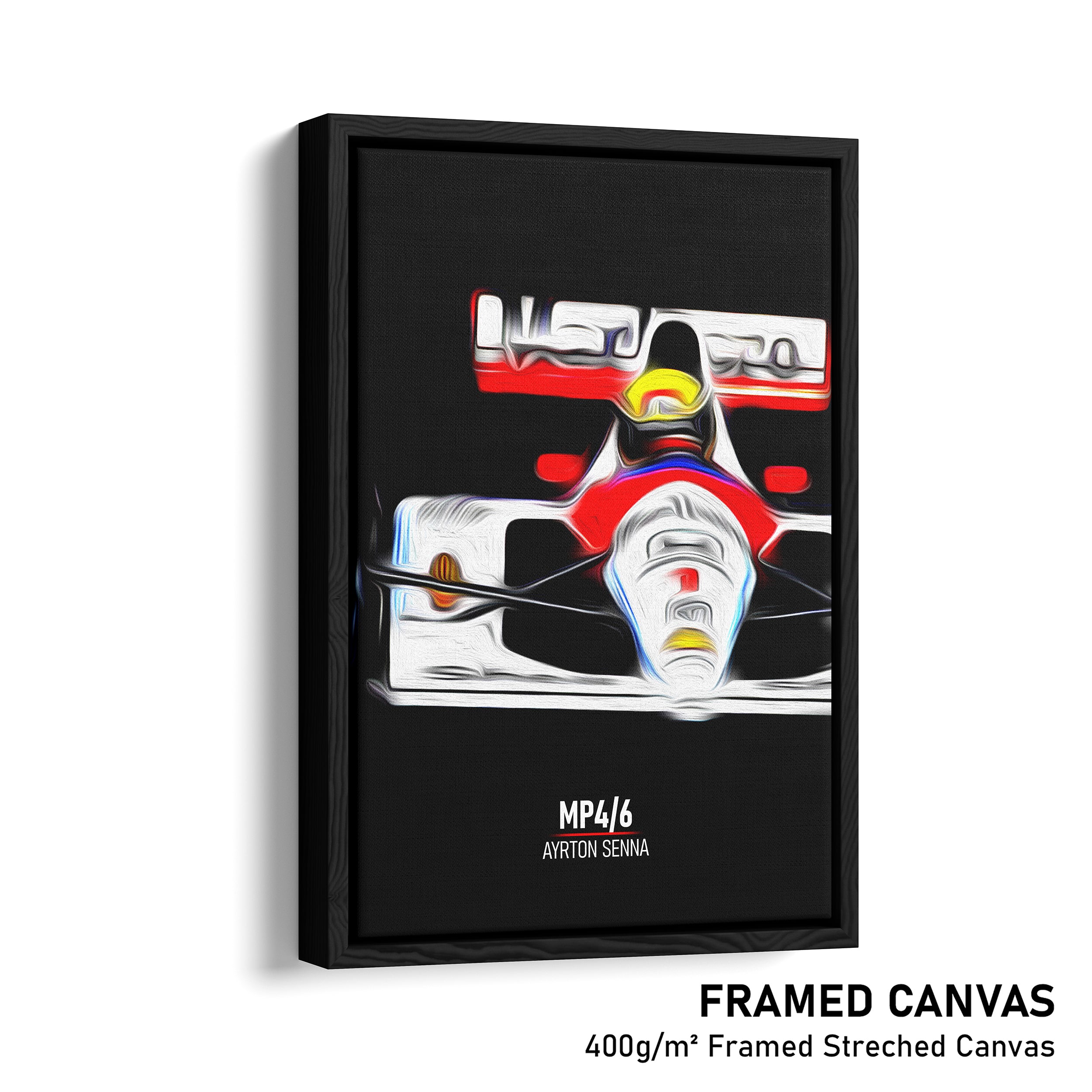 McLaren MP4/6, Ayrton Senna - Formula 1 Framed Canvas Print
