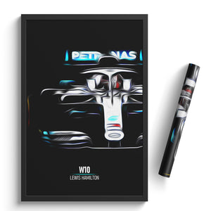 Mercedes W10, Lewis Hamilton 2019 - Formula 1 Print