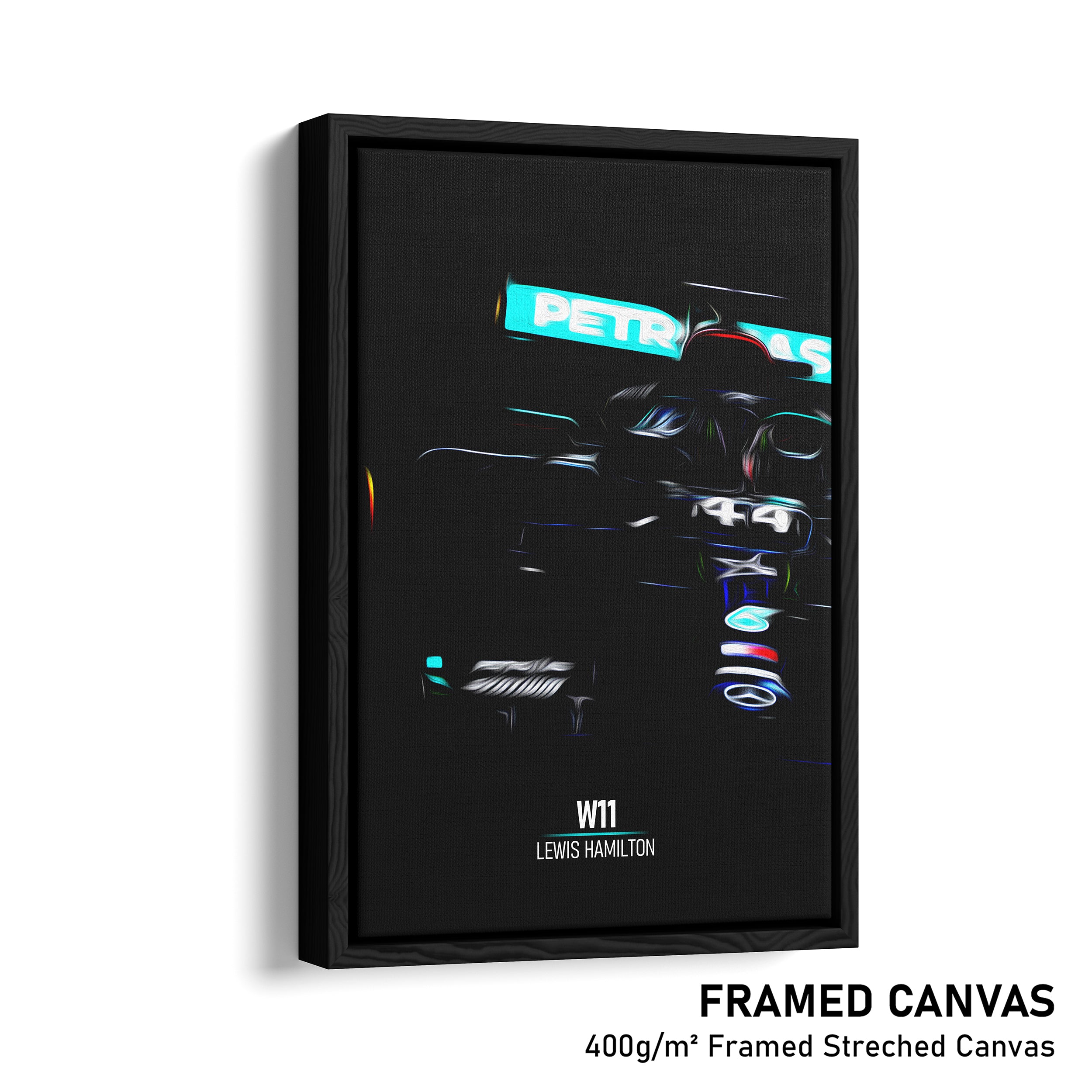 Mercedes W11, Lewis Hamilton - Formula 1 Framed Canvas Print