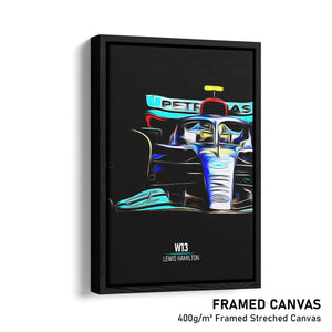 Mercedes W13, Lewis Hamilton - Formula 1 Framed Canvas Print