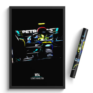 Mercedes W14, Lewis Hamilton - Formula 1 Poster Print