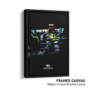 Mercedes W14, Lewis Hamilton - Formula 1 Framed Canvas Print