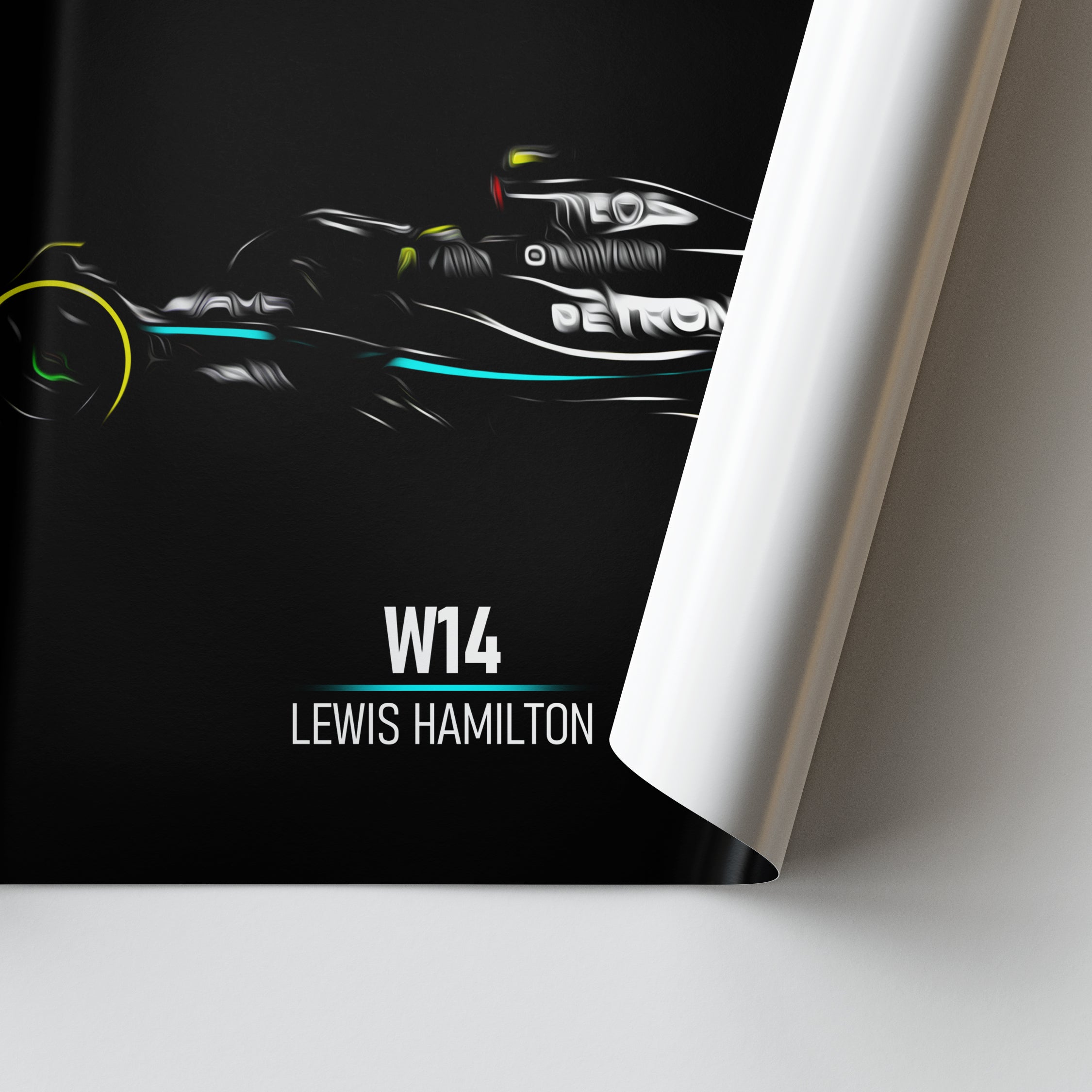 Mercedes W14, Lewis Hamilton - Formula 1 Poster Print Close up