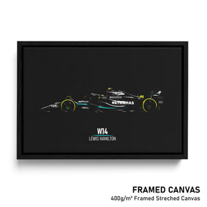 Mercedes W14, Lewis Hamilton - Formula 1 Framed Canvas Print