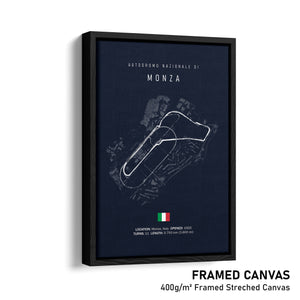 Autodromo Nazionale di Monza - Racetrack Framed Canvas Print