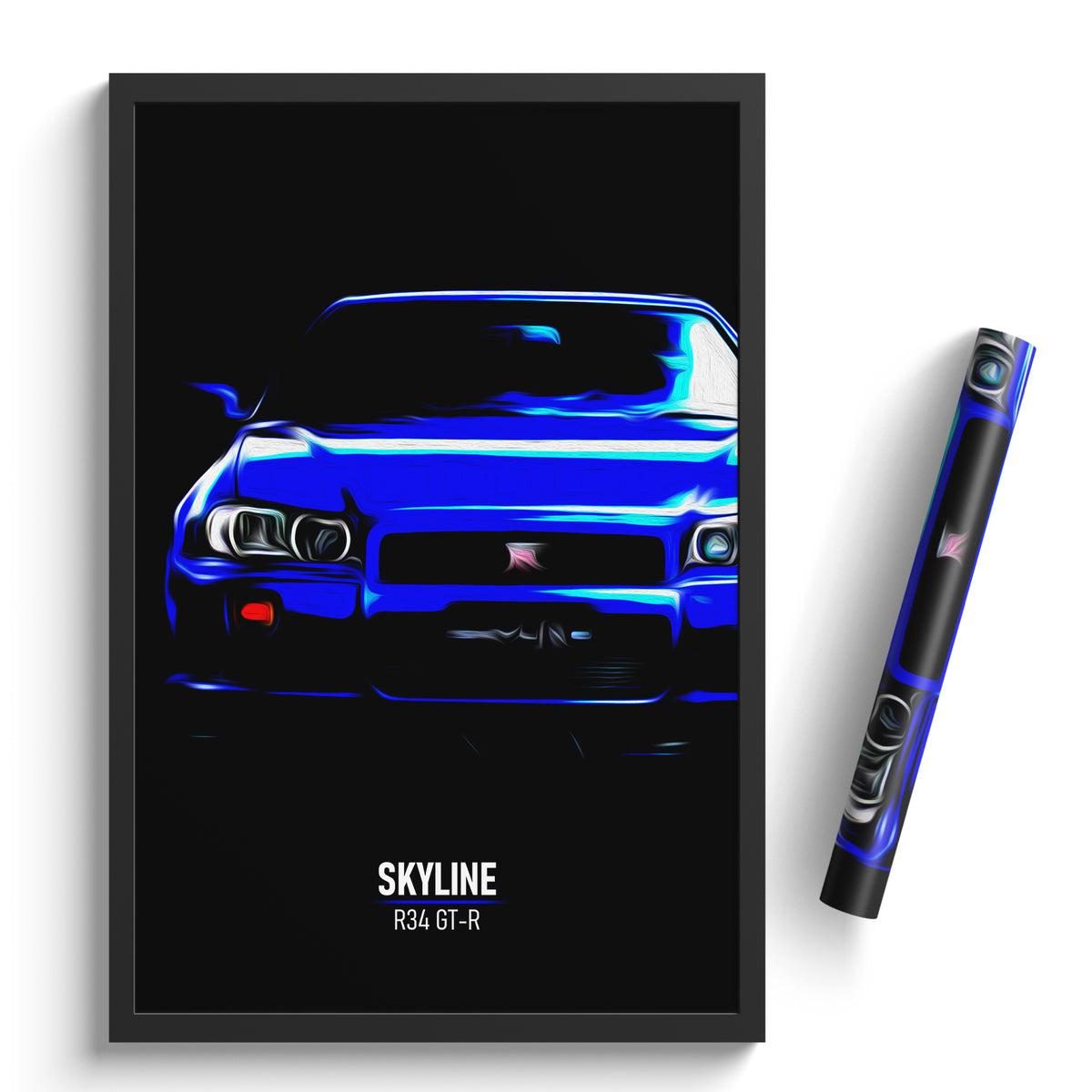 Car Bulprint Gt R R34 Nissan Skyline R34 GT-R - Sports Car Print – Illustrated Tracks