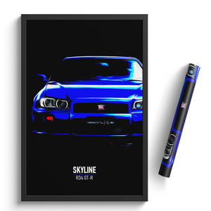 Nissan Skyline R34 GT-R - Sports Car Poster Print