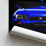 Load image into Gallery viewer, Nissan Skyline R34 GT-R - Sports Car Poster Print Close Up
