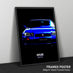Nissan Skyline R34 GT-R - Sports Car Framed Poster Print