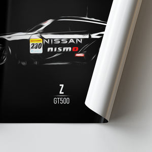 Nissan Z GT500 - Race Car Poster Print Close Up