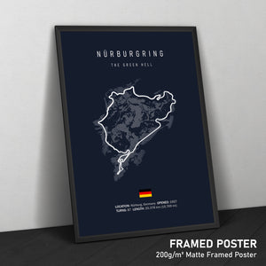 Nürburgring (Nordschleife + Grand Prix Circuit) - Racetrack Framed Poster Print