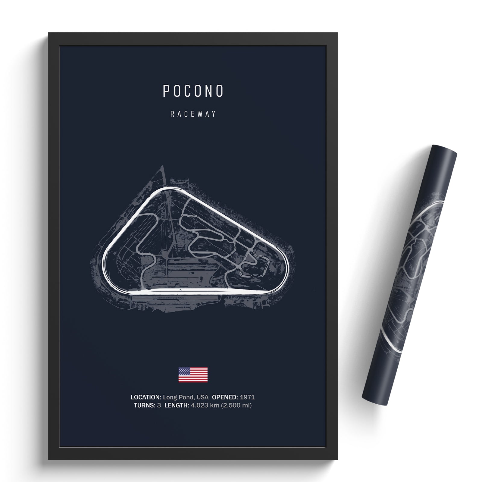 Poconio Raceway Pocono Raceway - Racetrack Print – Illustrated Tracks