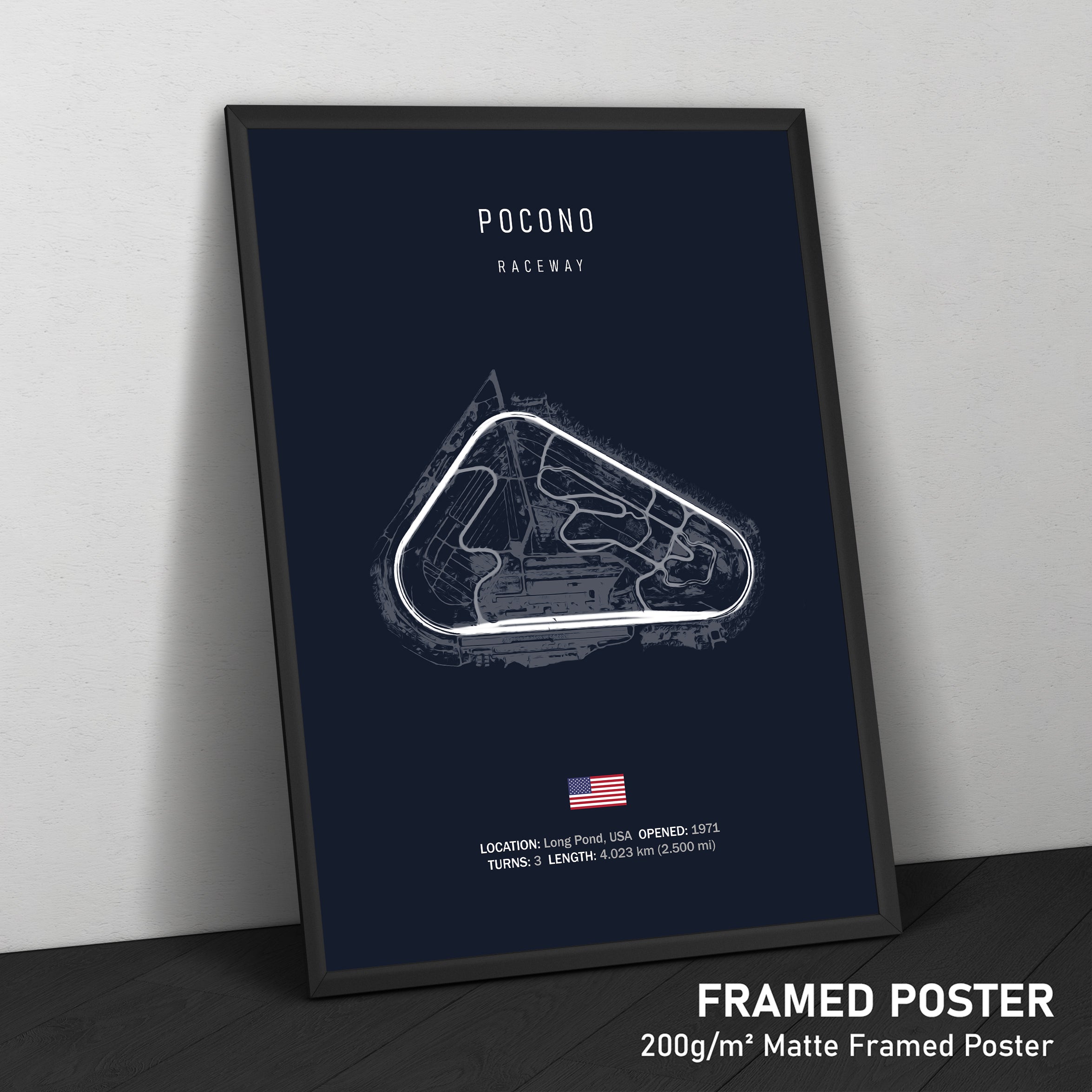 Pocono Raceway Poster Pocono Raceway - Racetrack Print – Illustrated Tracks