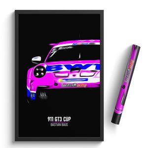 Porsche 911 GT3 Cup, Bastian Buus - Race Car Print