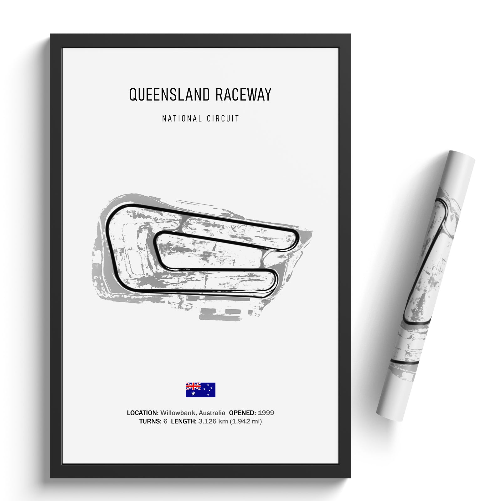 Queensland Raceway - Racetrack Print – Illustrated Tracks