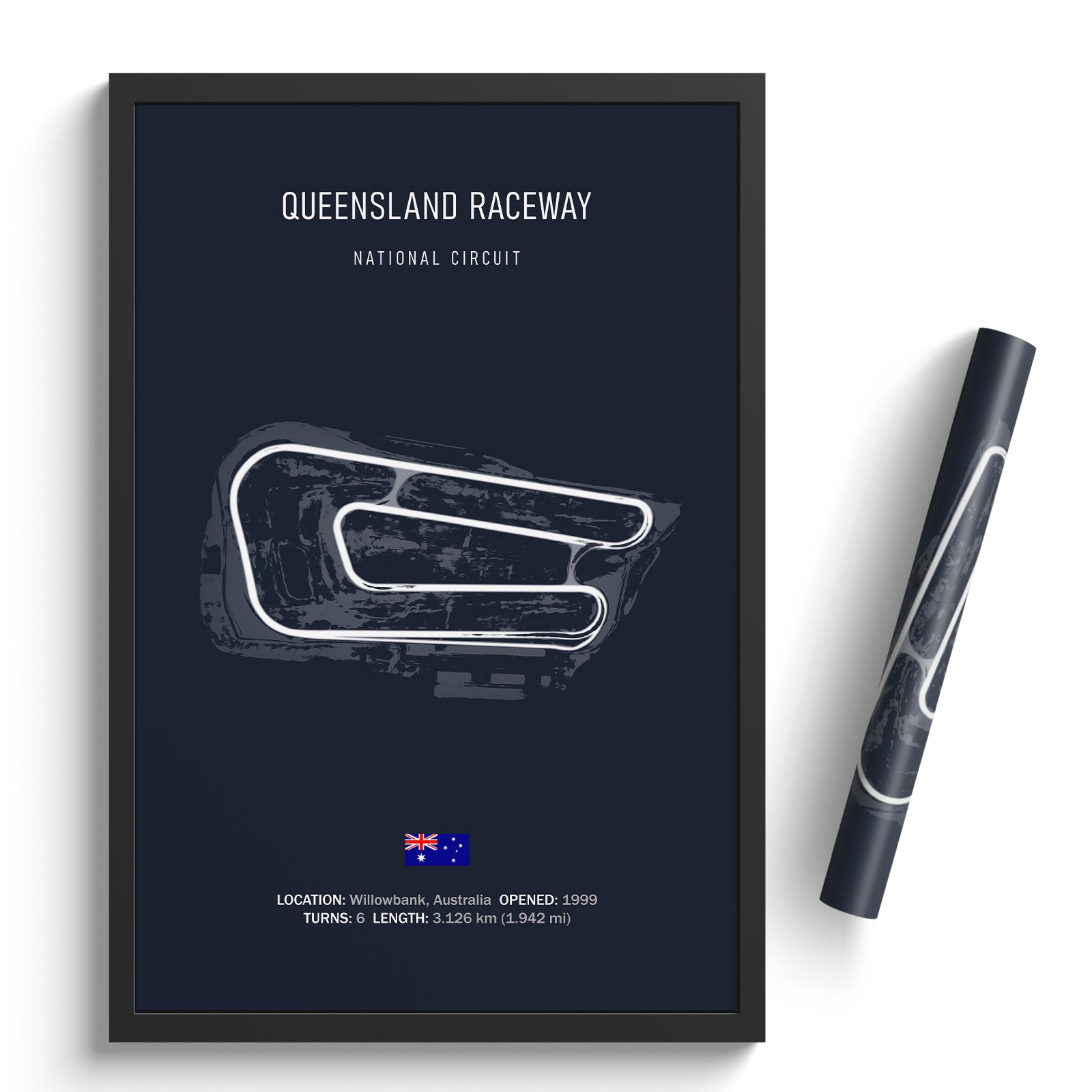 Qld Raceway Track Outline Queensland Raceway - Racetrack Print – Illustrated Tracks