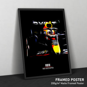 Red Bull RB18, Max Verstappen - Formula 1 Framed Poster Print