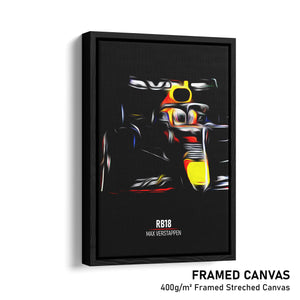 Red Bull RB18, Max Verstappen - Formula 1 Framed Canvas Print