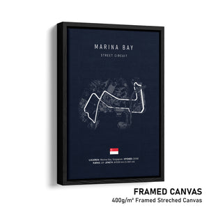 Marina Bay Street Circuit Singapore - Racetrack Framed Canvas Print