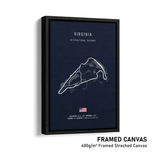 Virginia International Raceway - Racetrack Framed Canvas Print